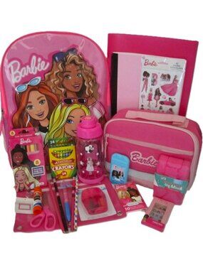 Barbie Backpack Lunch Bag Water Bottle & School Supplies